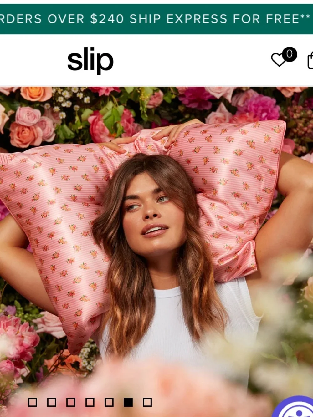 slip Pink Floral Silk Pillowcase Box 🆕